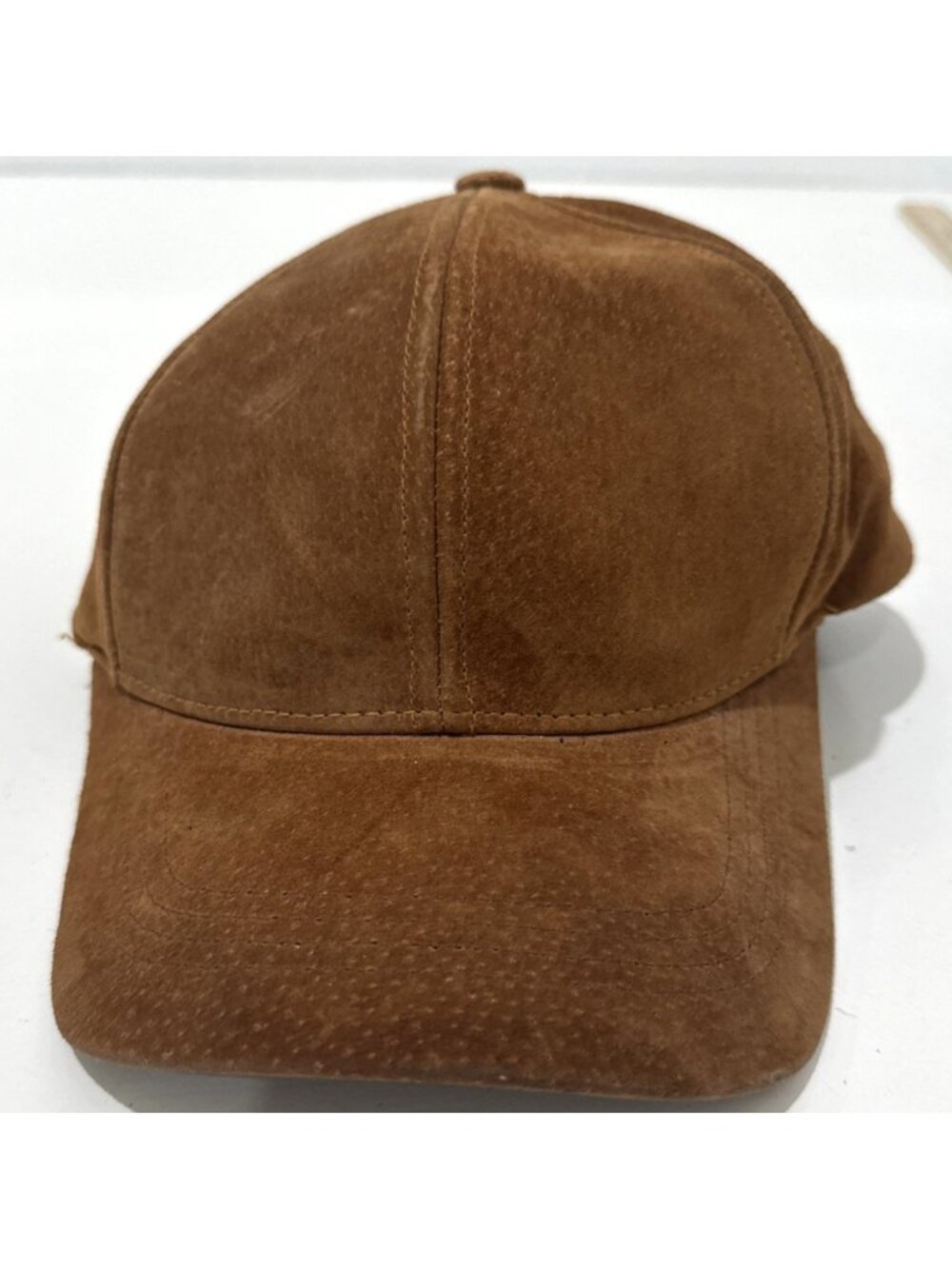 Olive & Pique Hat Ball Cap Genuine Leather Suede Adjustable Strap Made In USA